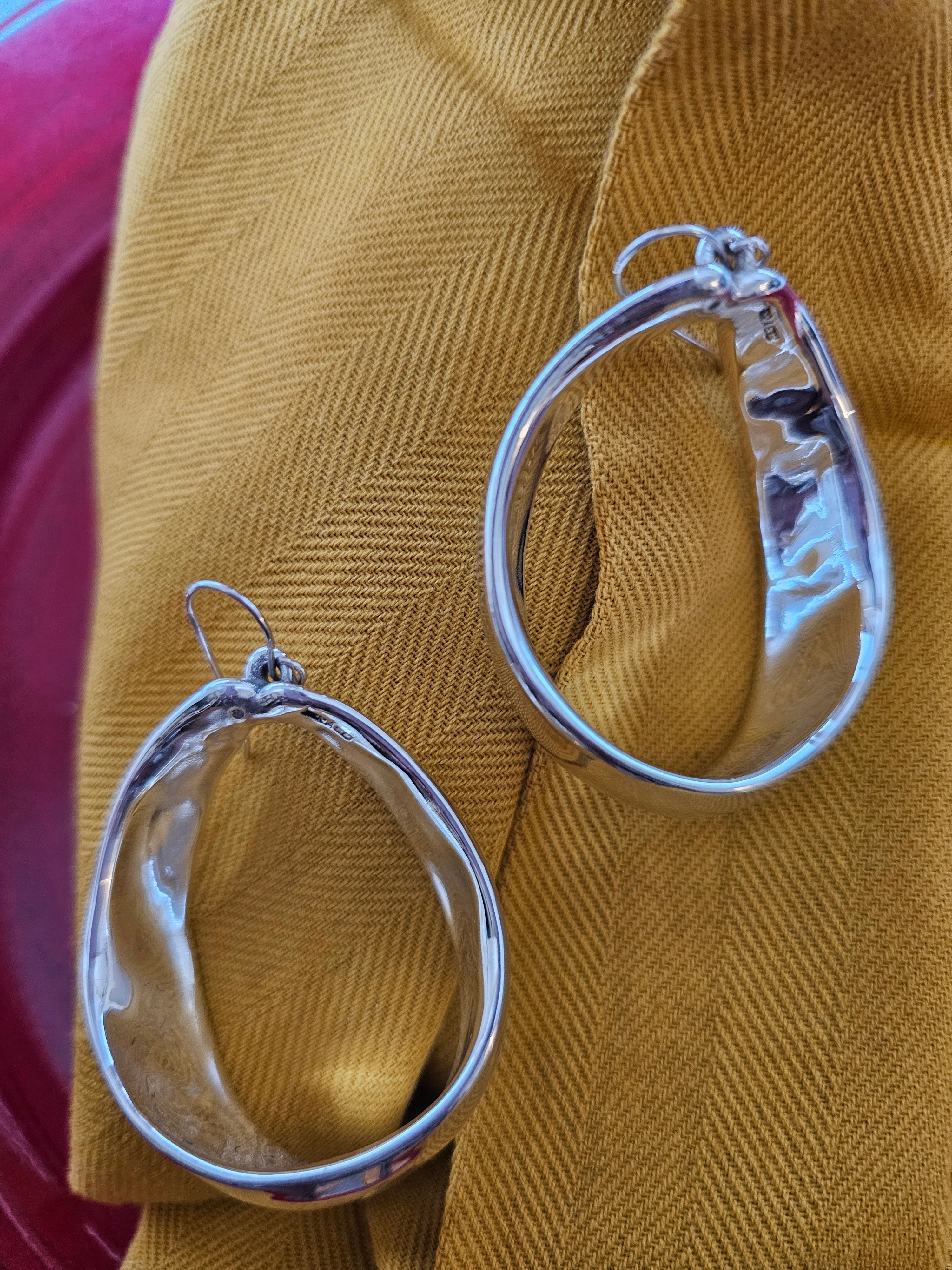 Gorgeous Organic Modernist Earrings, by E&L Israel-Chunky Hollow outlet Earrings, Silver Electroform, Made In Israel- Light Lever Post Earrings