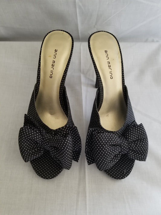 Black/White Polka Dot Mule Shoe